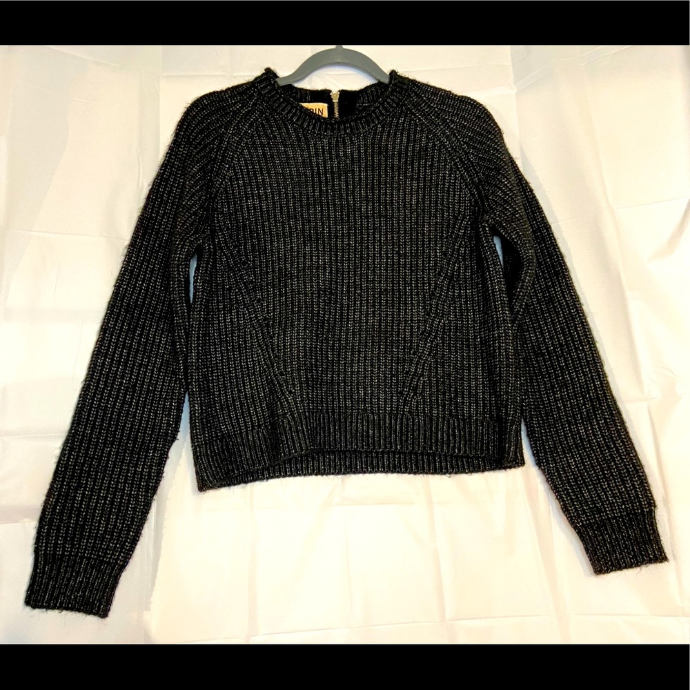 Anthropologie Pepin Crop Sweater Zipper Back